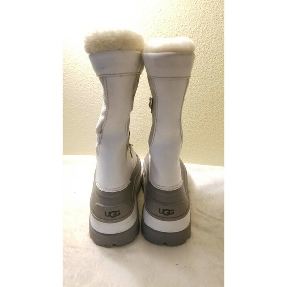 UGG WHITE WATERPROOF SHEEPSKIN SNOW BOOTS SIZE US 6/UK 5 RUBBER PREOWNED - Picture 8 of 12